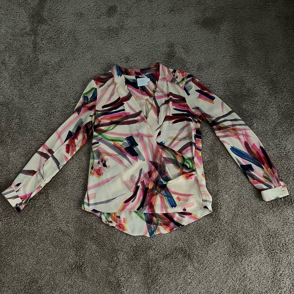 Anthropologie HD In Paris brushed stroke blouse